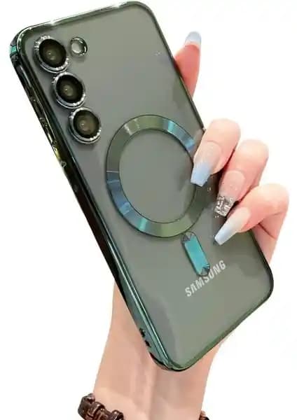 Samsung Galaxy S24 Plus için Şeffaf Silikon Kılıf Magsafe ve Kamera Koruma Özellikleriyle