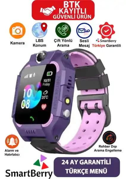 SmartBerry Z2 LBS Konumlu Çocuk Takip Saati Güvenlik ve İletişim Özellikleri