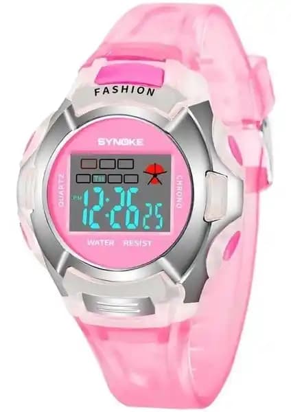 Synoke 99329 Su Geçirmez Pembe Elektronik Çocuk Saati Günlük Kullanım İçin