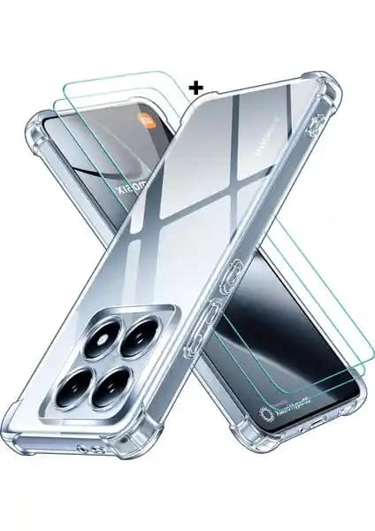 Xiaomi Mi 14T Pro için yüksek koruma ve estetik şeffaf kılıf seti