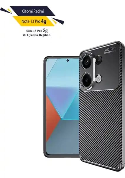 Xiaomi Redmi Note 13 Pro için dayanıklı ve şık karbon desenli silikon kılıf detayları