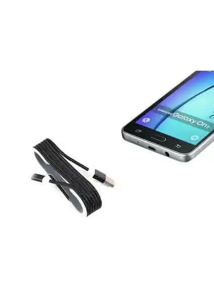 Android Örgü Şeklinde Renkli Çelik Şarj Data Kablosu Siyah - Dayanıklı ve Çok Fonksiyonlu