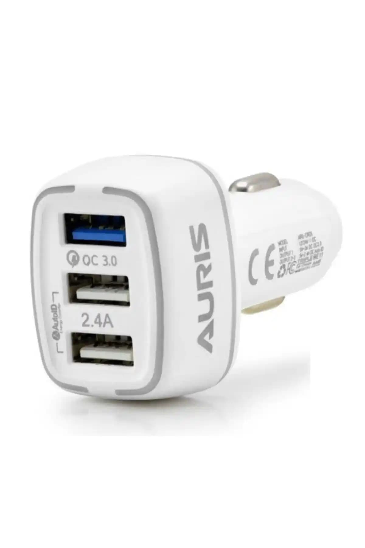 Auris Araç Şarj Cihazı: Çoklu USB Portlu ve QC 3.0 Hızlı Şarj Çözümü