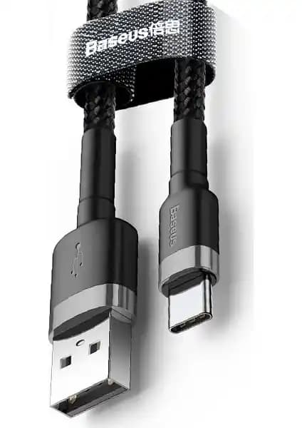 Baseus CATKLF-UG1 Cafule 3 Metre USB Type-C 2.0A Hızlı Şarj Kablo Siyah-Gri