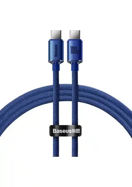 Baseus Crystal Shine 100W 120 cm PD Type-C Şarj Kablosu Mavi – Hızlı ve Dayanıklı Çözüm