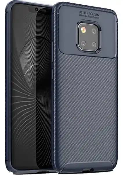 Case 4U Rugged Armor Karbon Desenli Lacivert Huawei Mate 20 Pro Kılıfı - Dayanıklı ve Şık Koruma