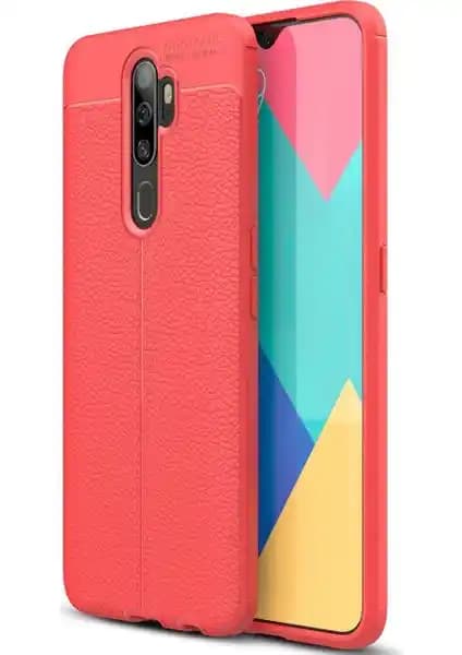 Kvy Oppo A5 2020 Deri Görünümlü Lux Niss Silikon Kılıf ile Şıklık ve Koruma