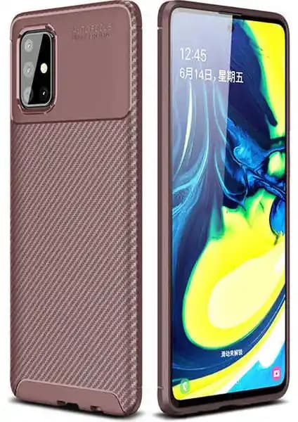 Prolysus Samsung Galaxy A51 Karbon Fiber Desenli Silikon Kılıf Dayanıklı ve İnce Tasarım