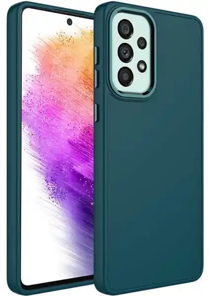 Samsung Galaxy A32 4G için Parlak Metal Detaylı Pastel Silikon Vip Case Ruby Kılıf
