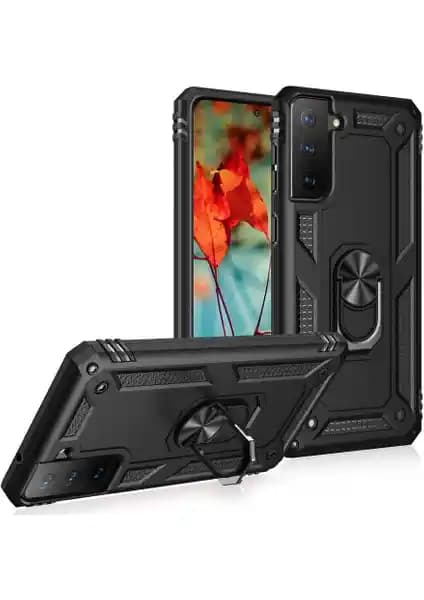 Samsung Galaxy S21 FE için Dayanıklı Vega Tank Kılıf - Sert Yüzüklü Zırh Koruma Kapak