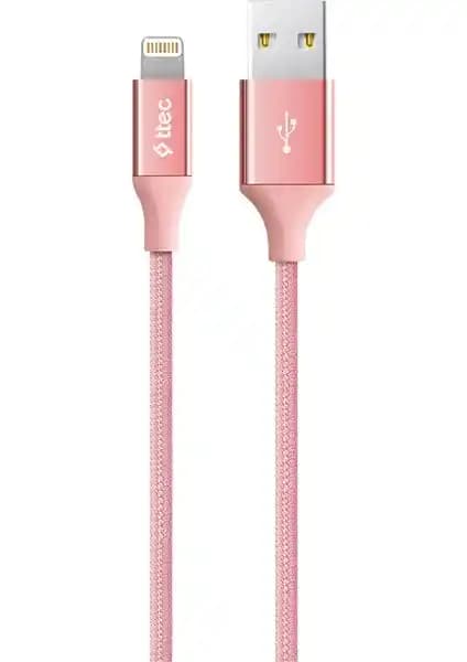 Ttec AlumiCable iPhone Uyumlu Roze Altın Şarj Kablosu 120 cm Dayanıklı ve Hızlı