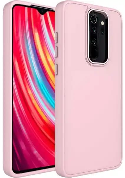 Xiaomi Redmi Note 8 Pro için Parlak Metal Detaylı Pastel Silikon Vip Case Kılıf