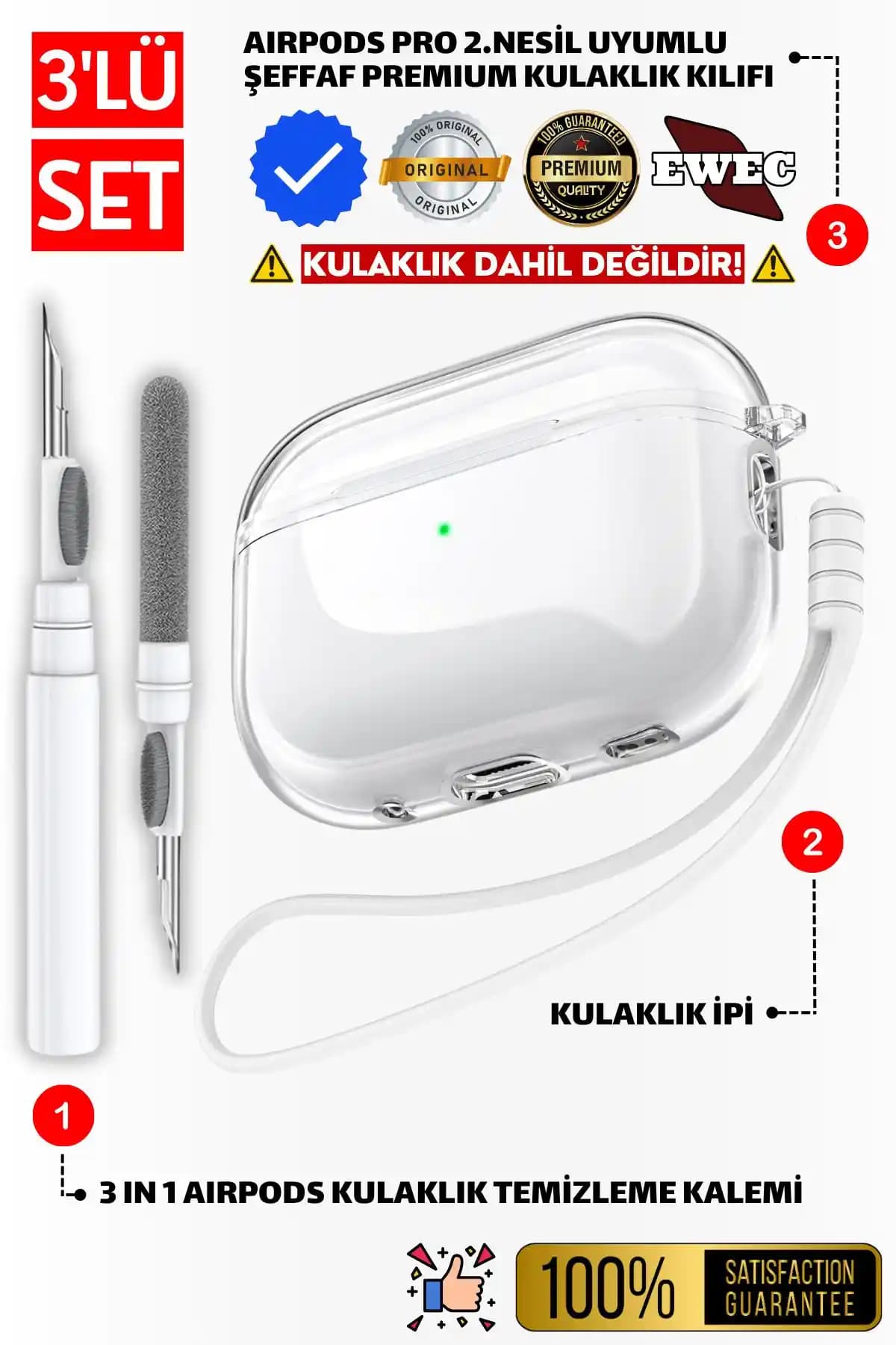 EWEC Pro 2. Nesil Uyumlu Şeffaf Kulaklık Kılıfı ve Temizlik Seti İncelemesi