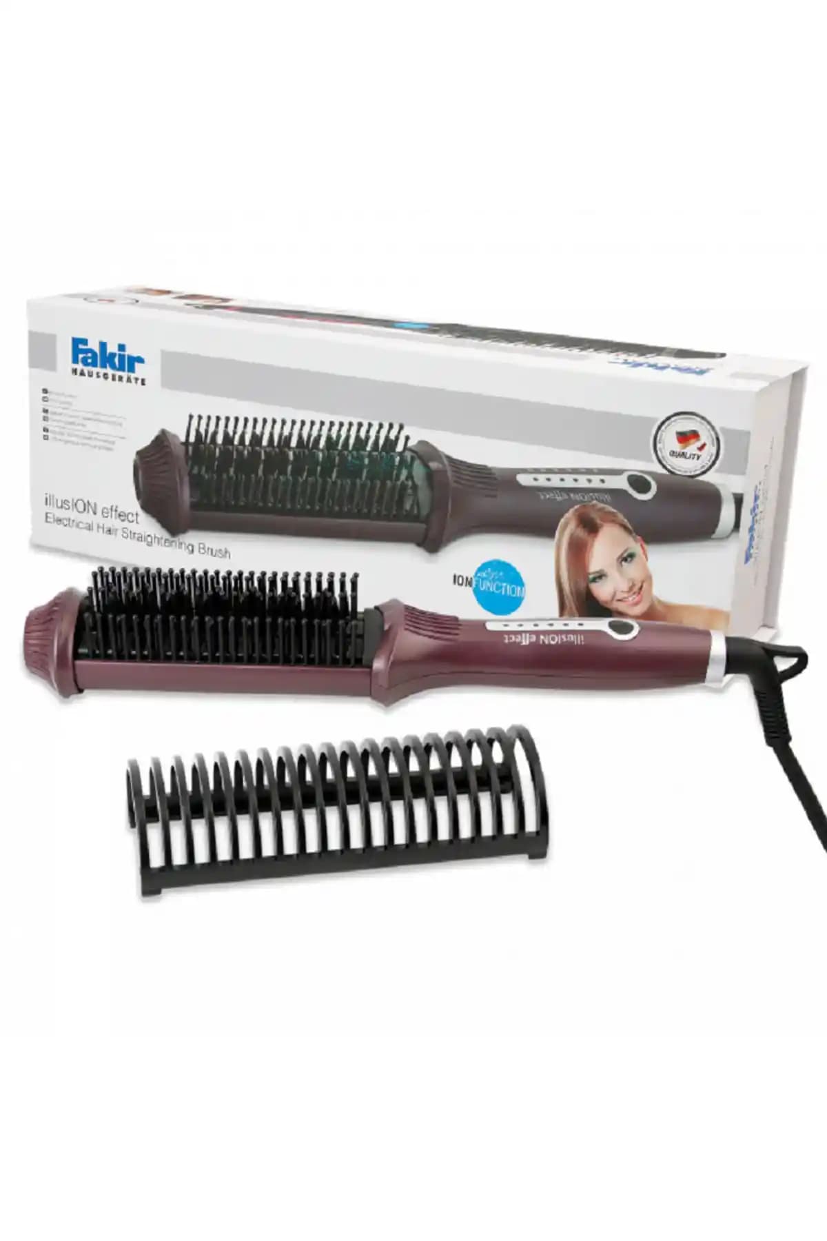 Fakir Illusion Effect Elektrikli Saç Düzleştirici Fırça Mor Renkli ve Güvenli Kullanım Özellikleri