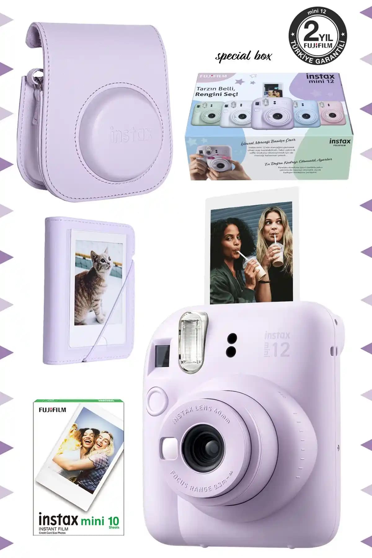 Fujifilm Instax Mini 12 Lila: Pratik ve Şık Anı Yakalama Fotoğraf Makinesi