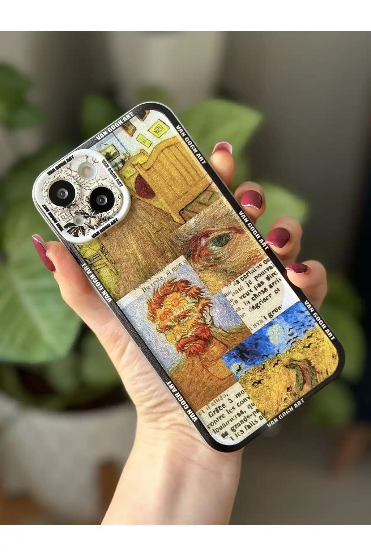 İlgi Çekici Van Gogh Desenli Şeffaf Silikon iPhone Kılıfı 13 ve 14 Modelleri İçin