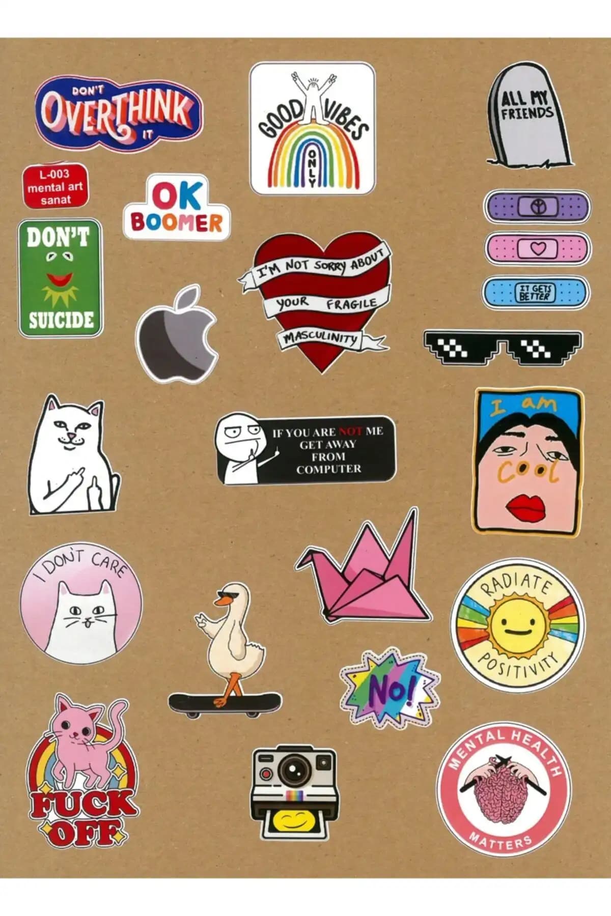 Mental Art Sanat Temalı Sticker Seti: Renkli ve Dayanıklı Cihaz Koruma ve Dekorasyon Ürünü