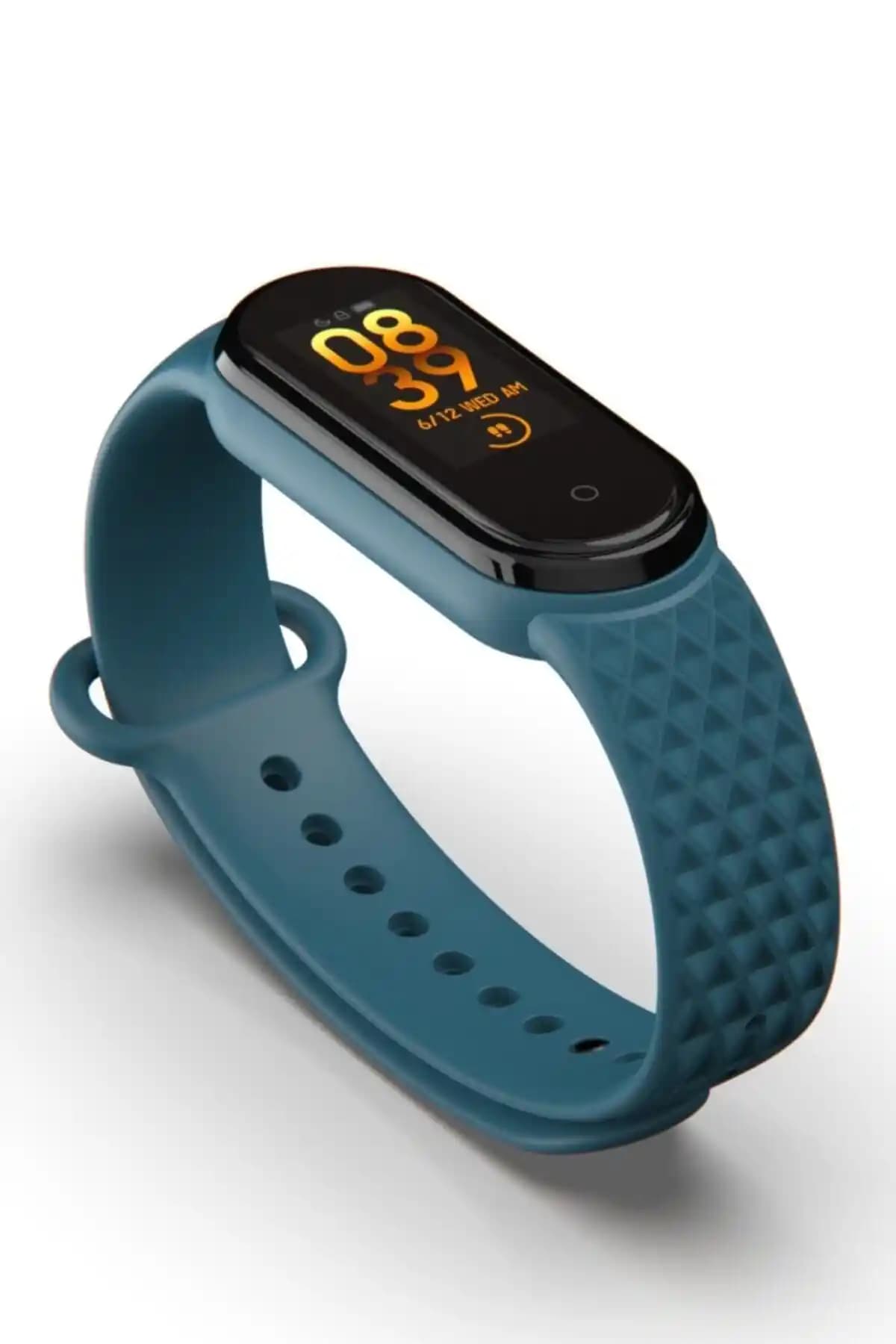 Pufwin Xiaomi Mi Band 5 ve 6 Uyumlu Kabartma Desenli Silikon Kordonları