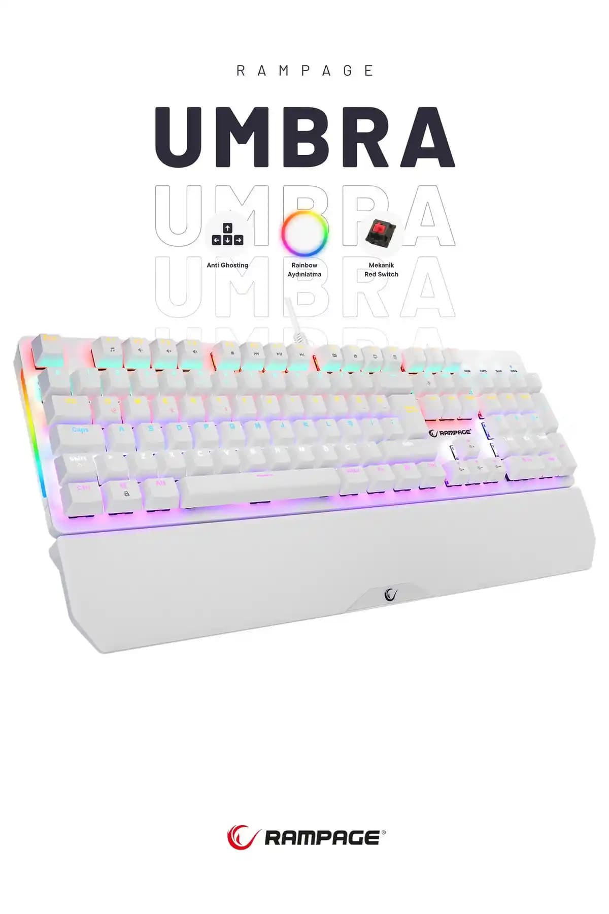Rampage KB-R86 Umbra Beyaz Rainbow Red Switch Mekanik Gaming Klavye İncelemesi