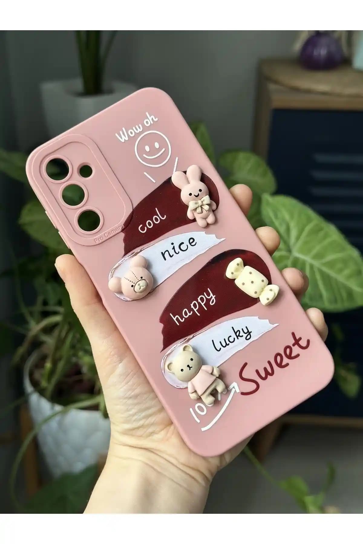 Samsung Galaxy A54 İçin Kadife Ayıcık Tasarımlı Koruyucu Kılıf 80 Karakter