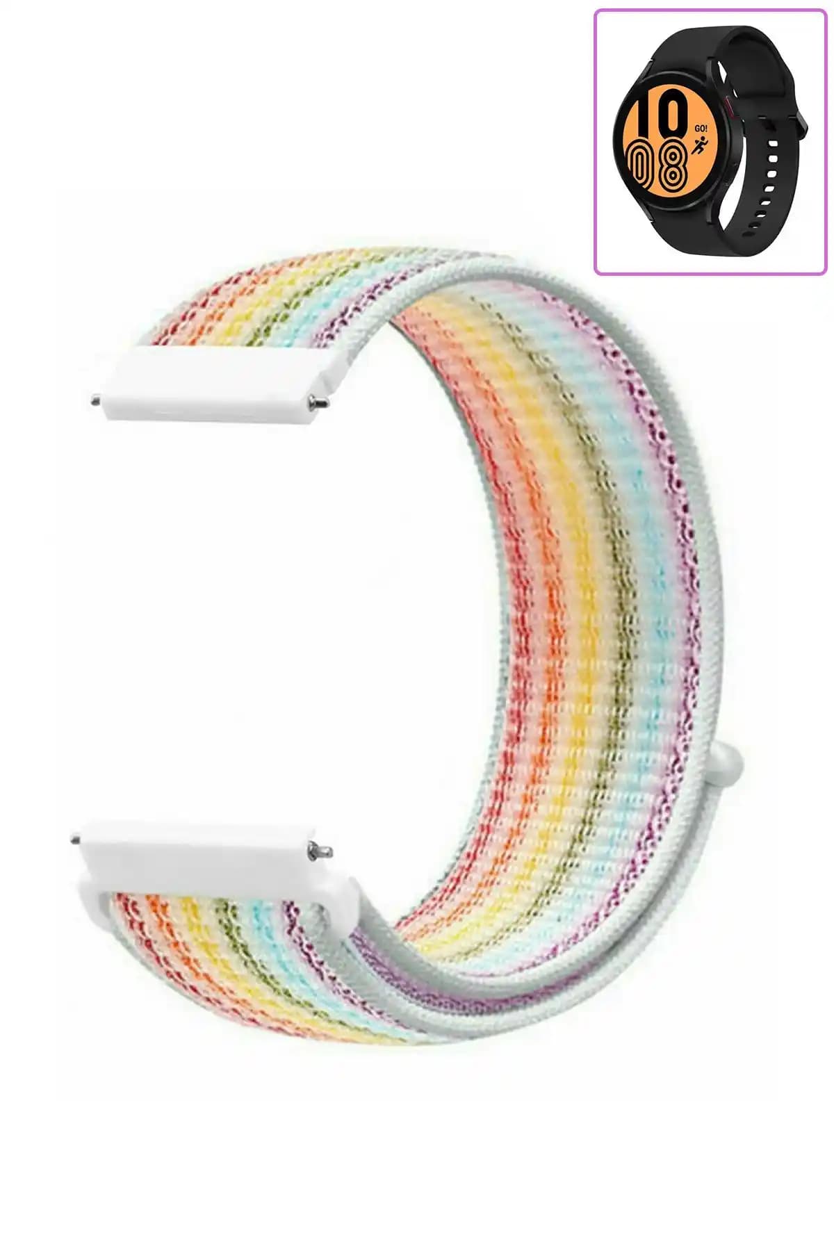 TagoMoon Renkli Spor Kumaş Cırt Cırtlı Kayış Samsung Galaxy Watch Serisi İçin