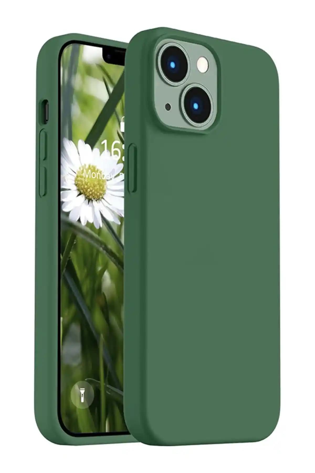 TrendCell Haki Renkli Silikon Kılıf iPhone 13/14 için Şık ve Koruyucu Tasarım