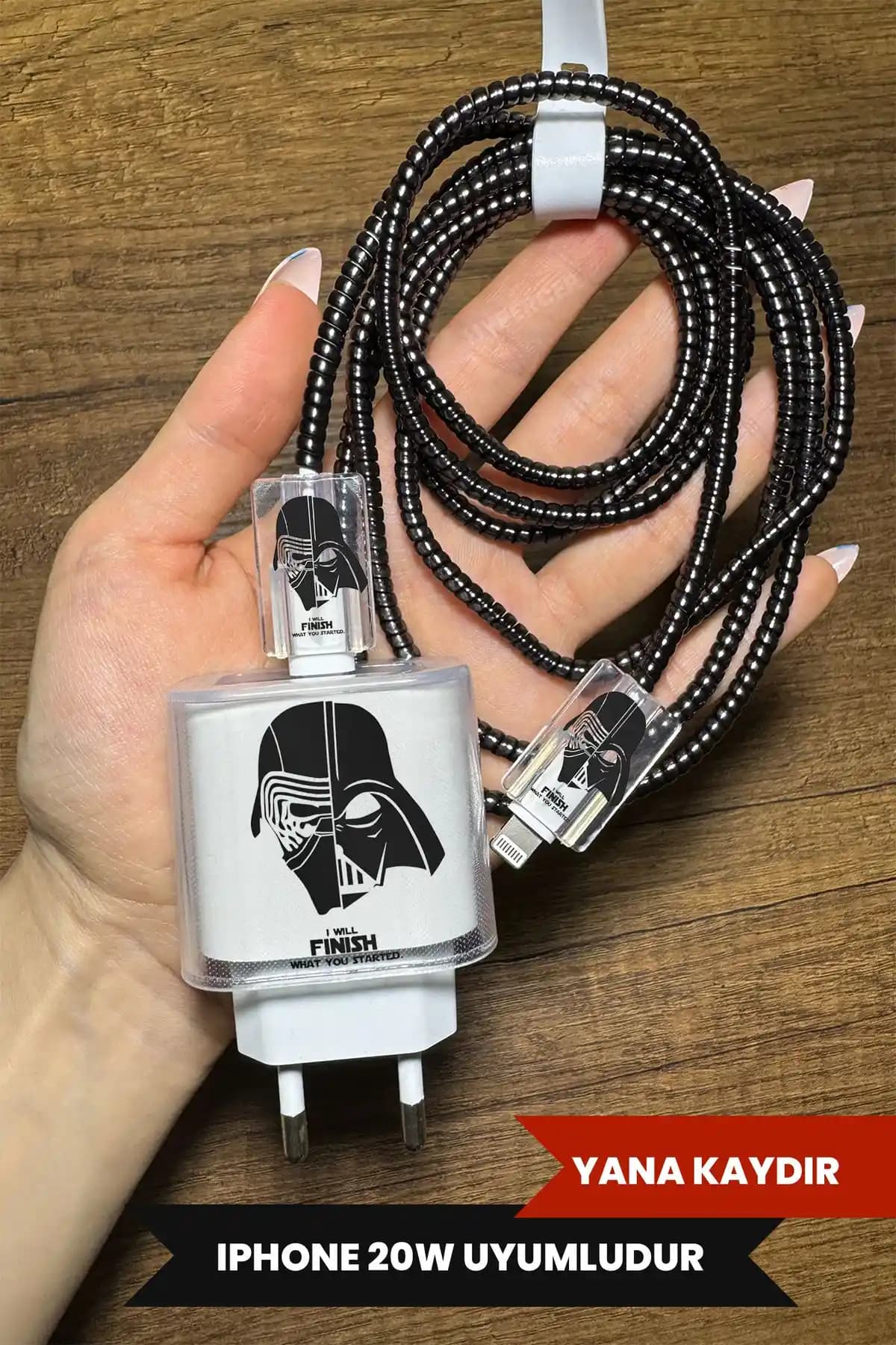 WANNA PROTECT iPhone 18W/20W Uyumlu Şeffaf Kablo Koruma Kılıfı Seti 5'li