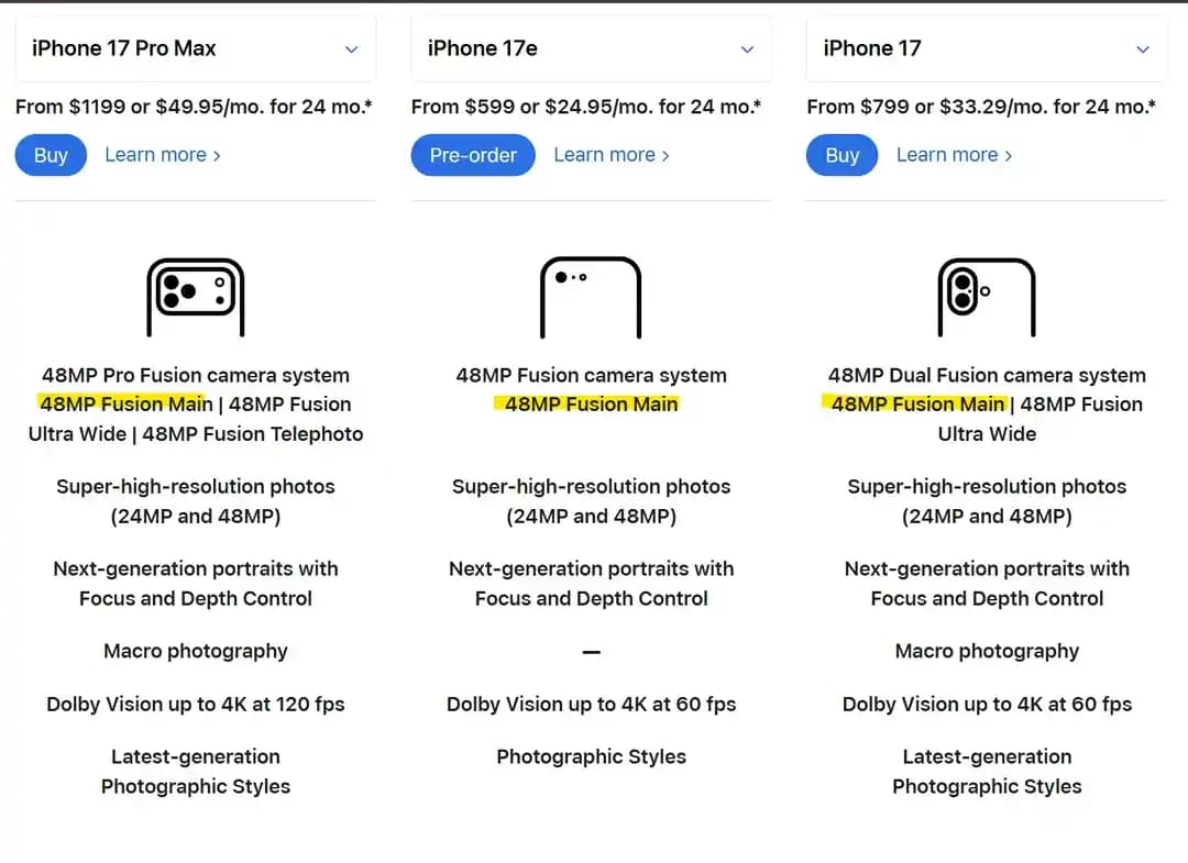 iPhone 17 Serisi Kamera Sensör Boyutları ve Performans Farkları Detaylı İnceleme