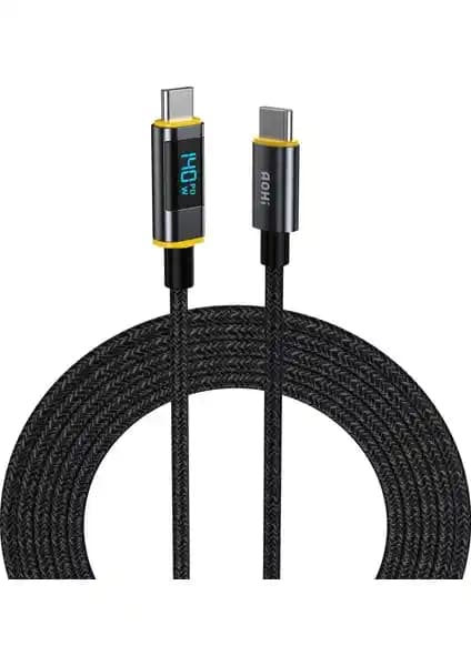 Aohi Magline Type-C 140W PD3.1 LED Ekranlı Güç ve Veri Kablosu