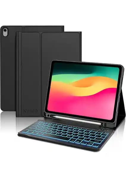 Apple iPad Air 5. Nesil 10.9 İnç Kılıf ve Klavye Seti Renkli RGB LED ile Şık ve Fonksiyonel
