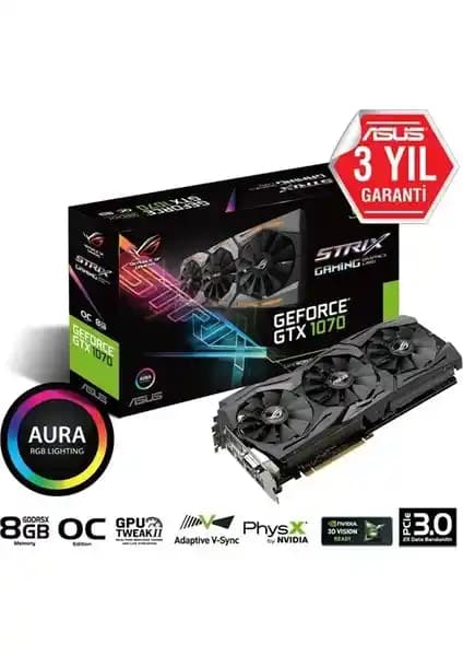 ASUS ROG STRIX Nvidia GeForce GTX 1070 OC 8GB: Yüksek Performans ve Gelişmiş Soğutma Özellikleri