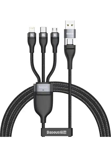 Baseus 5A Flash Serisi Çok Yönlü Hızlı Şarj Kablosu Micro USB Type-C ve Lightning Uyumlu