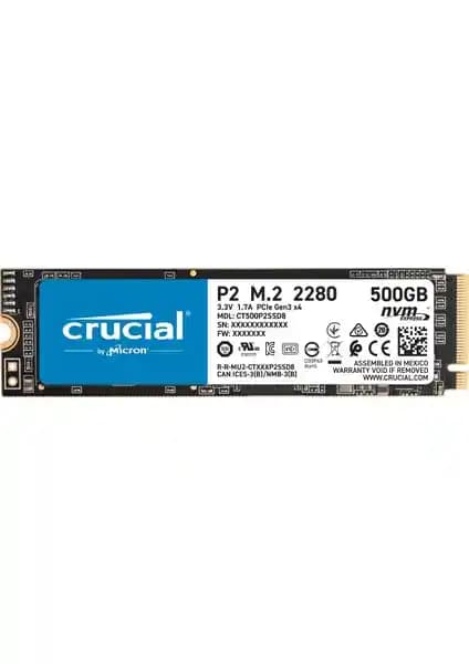 Crucial P2 500GB NVMe PCIe M.2 SSD ile Yüksek Performans ve Güvenilirlik Sağlayın