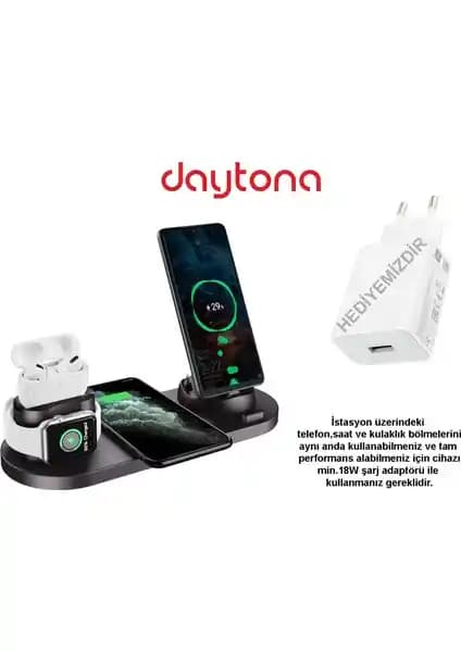 Daytona BW06 5-in-1 Kablosuz Şarj Standı Çok Yönlü ve Hızlı Şarj Özelliğiyle Kullanıcıların Tercihi