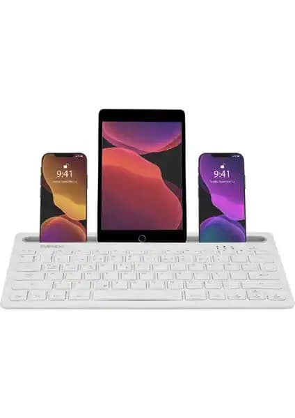 Everest KB-BT82 Beyaz/Gümüş Bluetooth Kablosuz Klavye Şık ve Uzun Pil Ömrü ile Kullanıma Hazır