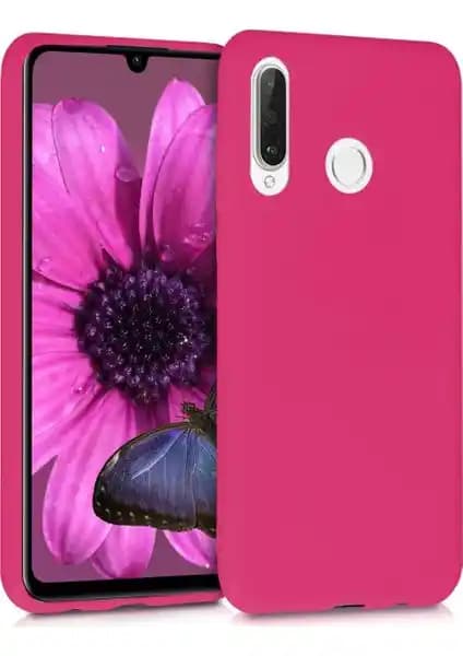 Huawei P30 Lite için Şık ve Koruyucu Silikon Kılıf Koyu Mor Renkli 90 Karakter