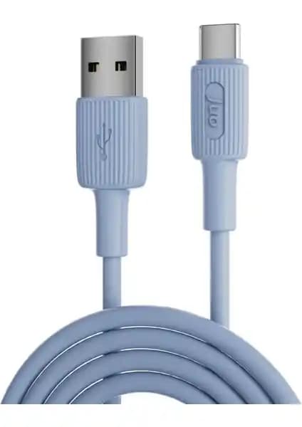Juo 12W USB-A to Type-C Silikon Hızlı Şarj ve Data Kablosu 1 Metre Mavi