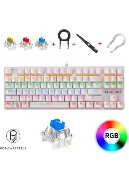Leaven K550 Kablolu Mekanik Klavye: Dayanıklı ve Çok Fonksiyonlu Oyun ve Ofis Kullanımı İçin