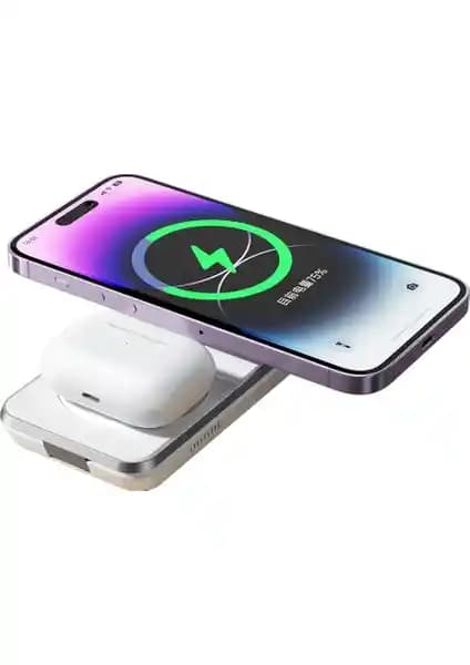 Mcdodo CH-1150 3'ü 1 Arada Katlanabilir Manyetik Kablosuz Şarj Cihazı ve Standı