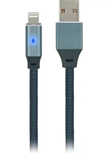 MF Product Jettpower 0020 Metal Başlıklı Lightning Şarj Kablosu 2.1A Hızlı ve Dayanıklı