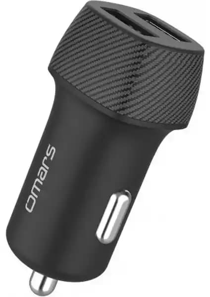 Omars 2.4A Çift USB Araç İçi Şarj Cihazı Güvenli ve Şık Tasarımıyla Hızlı Şarj İmkanı Sunar