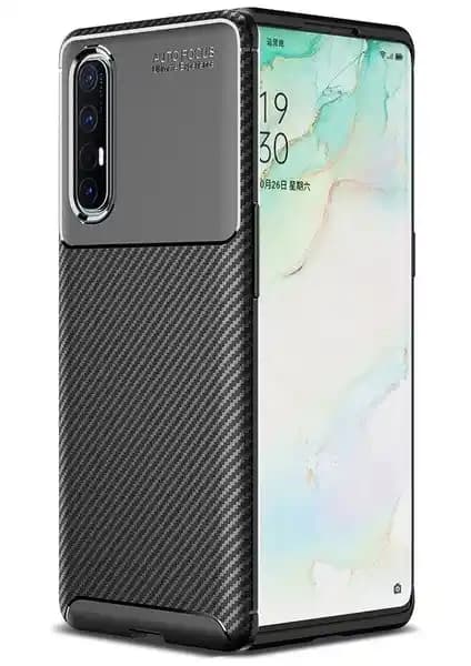 Oppo Reno 3 Pro için Şık ve Koruyucu Karbon Desenli Silikon Kılıf