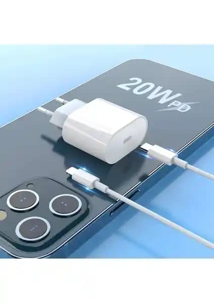 Paleon Apple iPhone Hızlı Şarj Seti 20W USB-C Adaptör ve PD Destekli Lightning Kablosu