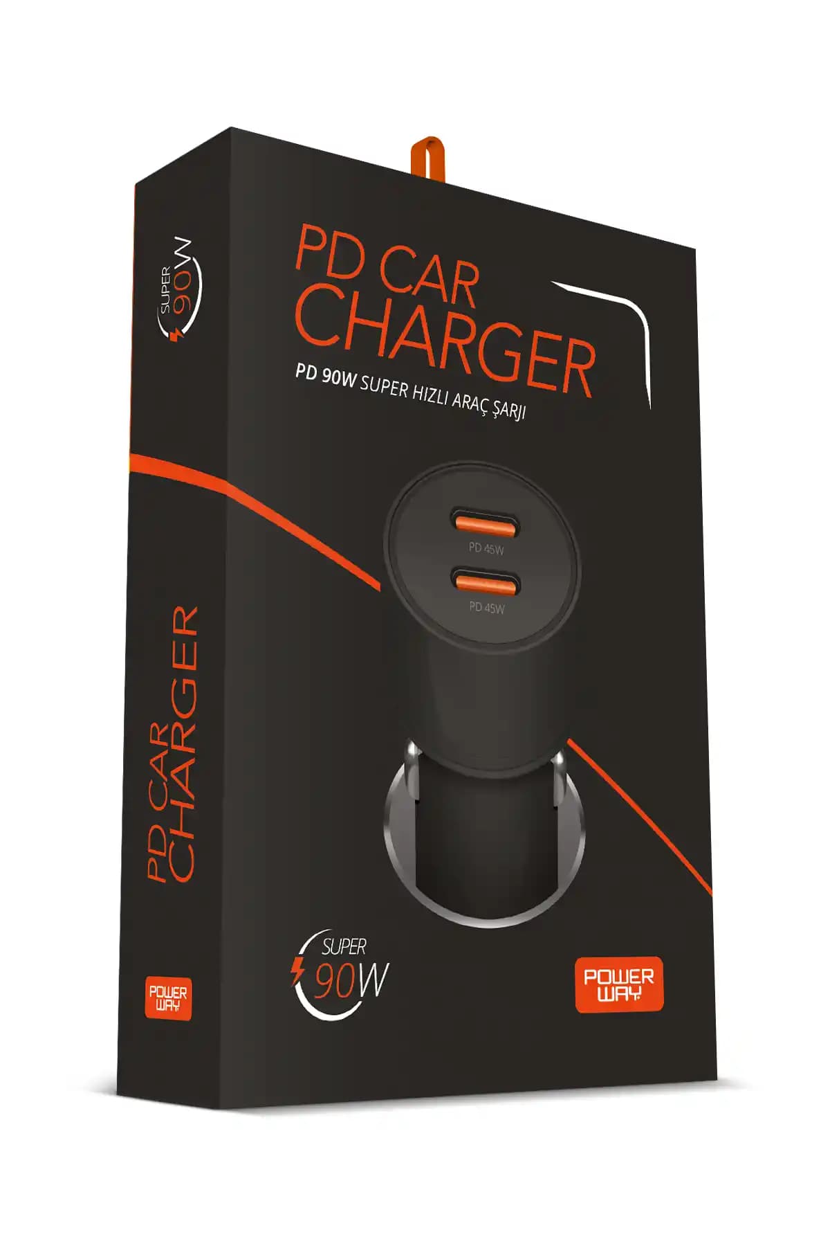 Powerway Cc45 Araç İçi Çakmaklık Hızlı Şarj Cihazı 90W Çift USB Type-C Portu ile