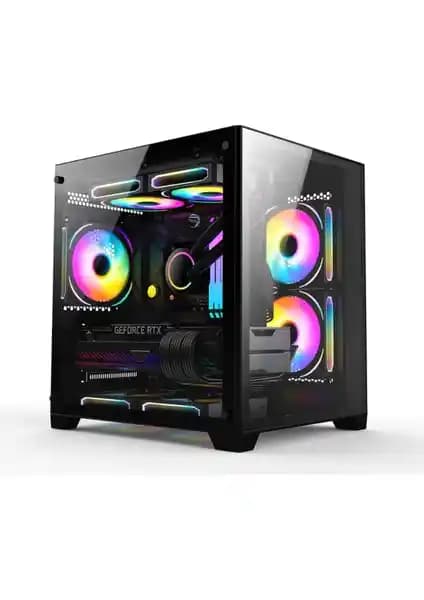 Revenge Nova 3 RGB Fanlı Temperli Cam Panelli Micro ATX Oyun Bilgisayarı Kasası