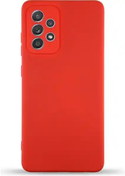 Samsung Galaxy A53 5G için Kadife İç Yüzeyli Silikon Kılıf Kırmızı Renkli Koruma Ürünü
