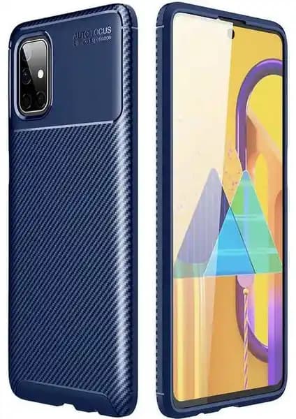 Samsung Galaxy M51 için dayanıklı ve şık karbon desenli uyumlu kılıf