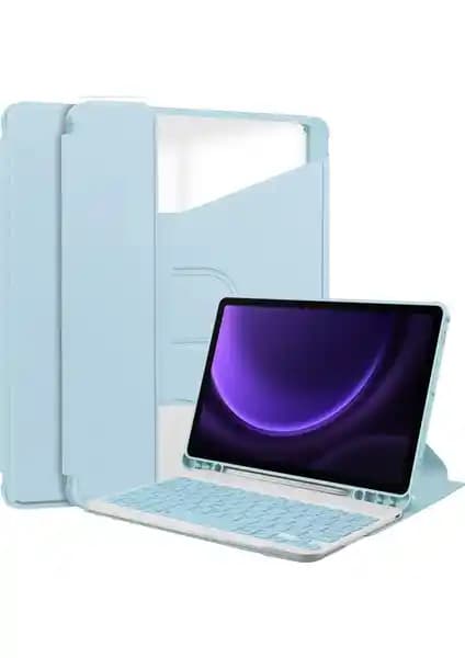Samsung Galaxy Tab S9 Fe için Deri Kasa ve Döner Standlı Çok Fonksiyonlu Aksesuar