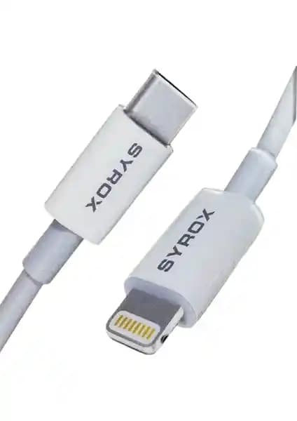 Syrox 3.0A Type-C Lightning Şarj ve Veri Aktarım Kablosu 1 Metre Uzunlukta