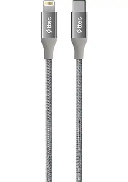 Ttec USB-C Lightning örgü hızlı şarj ve veri transfer kablosu 150 cm uzunlukta dayanıklı tasarım